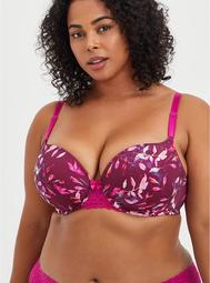 Push-Up T-Shirt Bra - Water Leaves Fuchsia with 360° Back Smoothing™