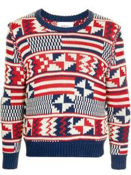 geometric-print knitted jumper