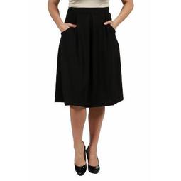 24seven Comfort Apparel Women's Plus Knee Length Black Skirt