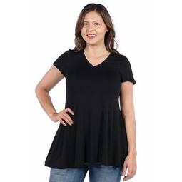 24seven Comfort Apparel Women's Plus Short Sleeve Tunic T Shirt