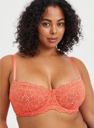 Unlined Balconette Bra - Ditsy Floral Lace Coral