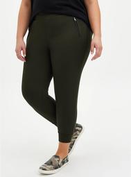 Relaxed Fit Crop Jogger - Dark Olive Ponte