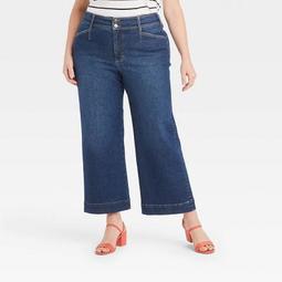 Women's Plus Size High-Rise Wide Leg Jeans - Ava & Viv™ Dark Wash