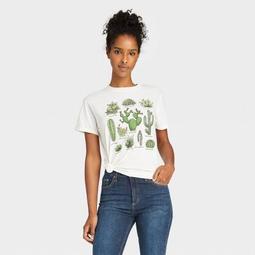 Women's Cactus Grid Short Sleeve Graphic T-Shirt - White