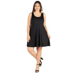 24seven Comfort Apparel Women's Plus Fit and Flare Tank Dress