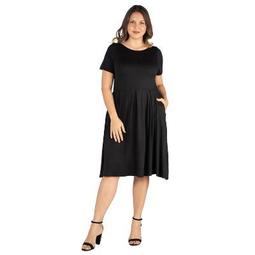 24seven Comfort Apparel Women's Plus Short Sleeve  Midi Dress