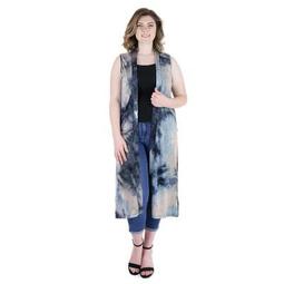 24seven Comfort Apparel Women's Plus Tie Dye Cardigan Vest