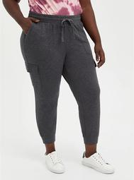 Relaxed Fit Cargo Crop Jogger - Everyday Fleece Charcoal Heather