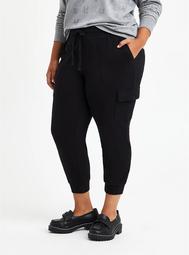 Relaxed Fit Cargo Crop Jogger - Everyday Fleece Black