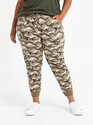 Relaxed Fit Cargo Crop Jogger - Stretch Challis Camo Wash