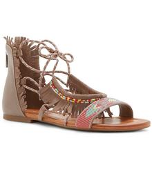 Jessica Simpson Kyndalle Beaded Lace-Up Fringe Leather Sandals