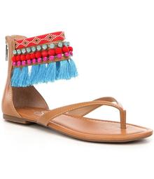 Jessica Simpson Raquelle Tasseled Pom Pom Flat Sandals