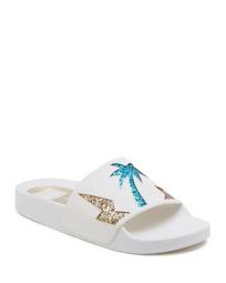 Glitter Palm Tree Pool Slide Sandals