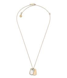 Michael Kors Pavé Mother-of-Pearl Dog Tag Pendant Necklace