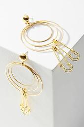 Linked Safety Pin Drop Earrings