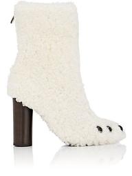 Claw-Embellished Shearling Ankle Boots
