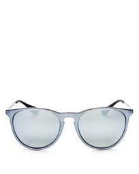 Erika Color Mix Mirrored Round Keyhole Sunglasses, 54mm