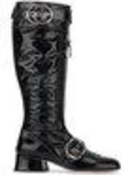 Black Patent buckle knee high boots