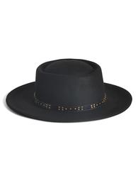 Leather Stud Boater Hat