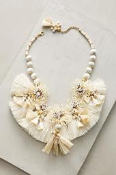 Raffia Blooms Bib Necklace