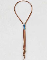 AEO Brown Cord Abalone Necklace