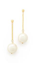 Chain with Imitation Pearl Drop Earrings