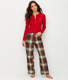 Classic Flannel Henley Pajama Set