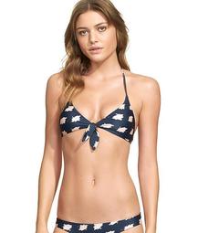 Jeanne Blue Retro Wire-Free Bikini Top