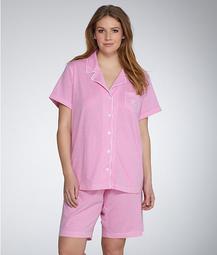 Plus Size Classic Knit Bermuda Short Pajama Set