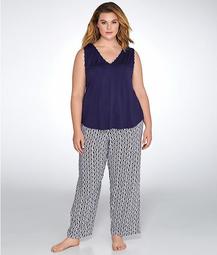 Plus Size Printed Knit Challis Pajama Set