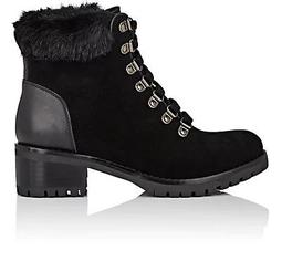 Faux-Fur-Collar Suede Ankle Boots