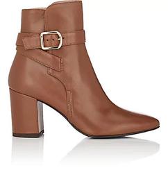 Buckle-Strap Leather Ankle Boots
