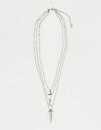 AEO Tiered Feather & Leaf Necklace
