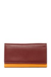 Large Colorblock Leather Flap Wallet