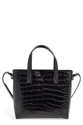 Baby Signature V Croc Embossed Leather Tote Bag