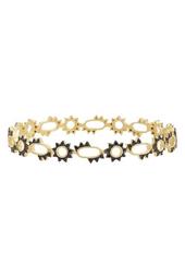 14K Gold Plated Sterling Silver Harlequin Edge Spiked Openwork Bangle