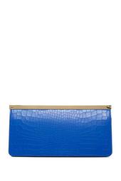 Miley Croc Embossed Leather Metal Bar Clutch