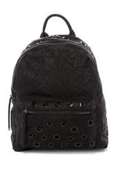 Jasper Vegan Leather Mid Backpack with Grommet Details