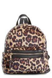 Leopard Print Faux Fur Backpack