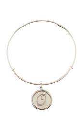 Sterling Silver Initial O Charm Wire Bangle