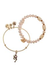 Golden Snake Beaded Expandable Wire Bangle - Set of 2