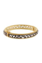 Rhodium & 14K Gold Plated Sterling Silver Anniversary Textured Pebbled Bangle