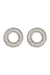 18K White Gold Diamond Circle Earrings - 0.10 ctw