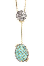 14K Gold Plated Sterling Silver Baroque Blues Drop Pendant Necklace