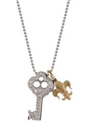 14K White Gold Little Luck Diamond Key Pendant Necklace - 0.06 ctw
