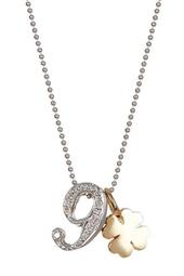 14K White Gold Little Number '9' Diamond Pendant Necklace - 0.03 ctw