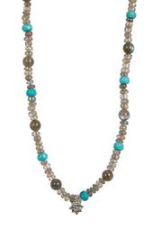 Sterling Silver Flower Charm, Labradorite, & Magnesite Bead Necklace