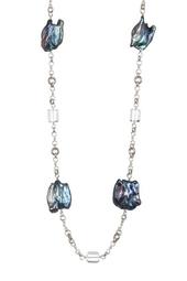 Sterling Silver Freshwater Peacock Blue Pearl & Crystal Quartz Bead Necklace