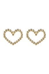 14K Yellow Gold Open Heart Stud Earrings