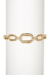 Gold Plated Sterling Silver Crystal Detail Chain Link Swarovski Marcasite Studded Bracelet